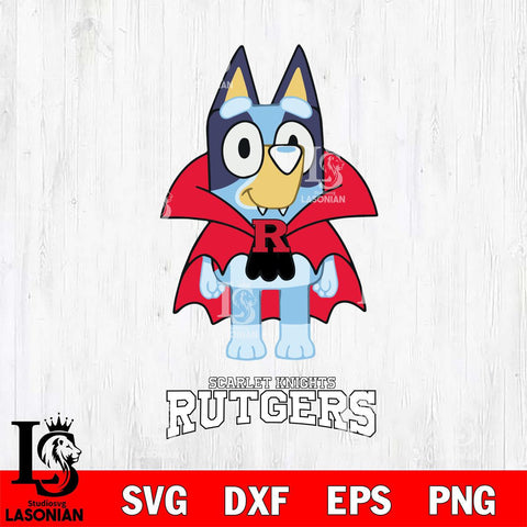 Rutgers Scarlet Knights Bluey Dracula Halloween Svg Eps Dxf Png File, Digital Download, Instant Download