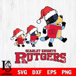 Rutgers Scarlet Knights Bluey Family Christmas Svg Eps Dxf Png File, Digital Download