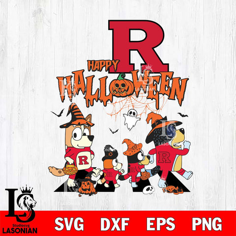 Rutgers Scarlet Knights Bluey Halloween Family Svg Eps Dxf Png File, Digital Download, Instant Download