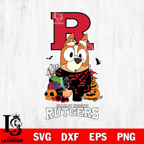 Rutgers Scarlet Knights Bluey Halloween NCAA Svg Eps Dxf Png File, Digital Download, Instant Download