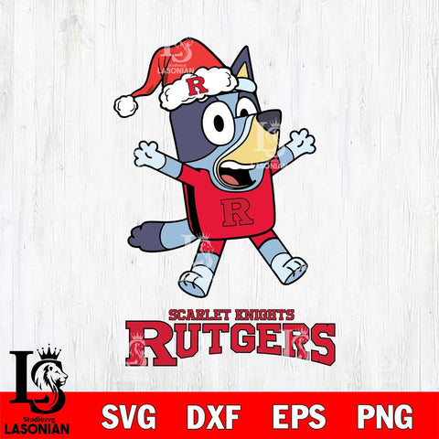 Rutgers Scarlet Knights Bluey Happy Christmas Svg Eps Dxf Png File, Digital Download