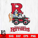 Rutgers Scarlet Knights Bluey friends car Svg Eps Dxf Png File, NCAA svg, Digital Download, Instant Download