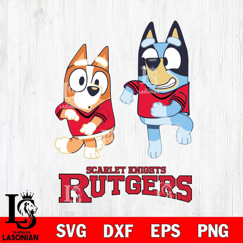 Rutgers Scarlet Knights Bluey with Chilli Dance Svg Eps Dxf Png File, Digital Download, Instant Download