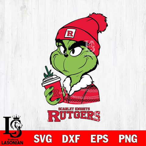 Rutgers Scarlet Knights Boujee Grinch Christmas Cut Files Cricut, Svg Dxf Eps Png file, Digital download , Silhouette