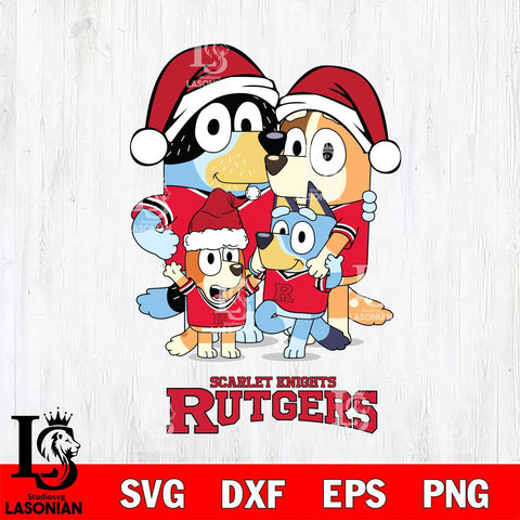 Rutgers Scarlet Knights Christmas Bluey Family Sport Cut Files,Bluey Cricut,Christmas Svg , Bluey svg , Digital Download, dxf eps png pdf file