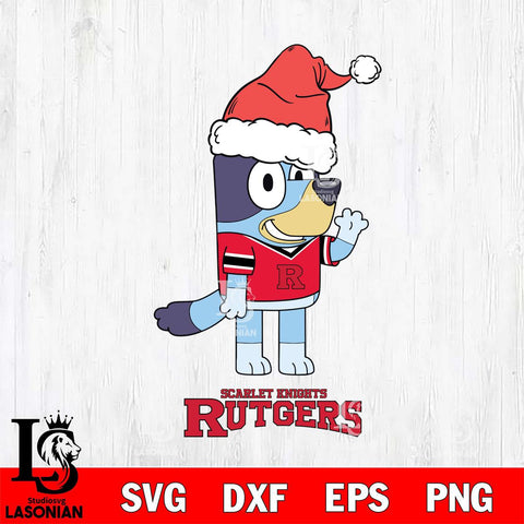 Rutgers Scarlet Knights Christmas Bluey Say Hi Cut Files,Bluey Cricut,Christmas Svg , Bluey svg , Digital Download, dxf eps png pdf file