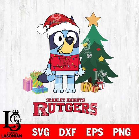 Rutgers Scarlet Knights Christmas Bluey Tree Sport Cut Files,Bluey Cricut,Christmas Svg , Bluey svg , Digital Download, dxf eps png pdf file