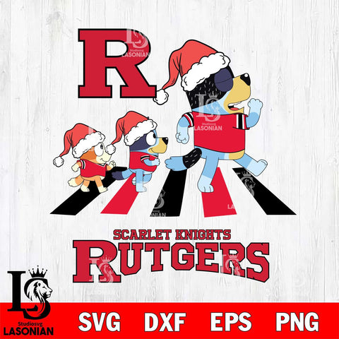 Rutgers Scarlet Knights Christmas Family Bluey Walking Cut Files,Bluey Cricut,Christmas Svg , Bluey svg , Digital Download, dxf eps png pdf file