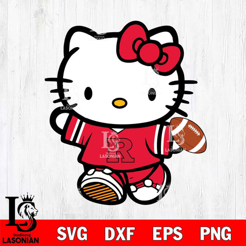 Rutgers Scarlet Knights Cute Hello Kitty Football 7 Svg Eps Dxf Png File, NCAA svg, Digital Download, Instant Download