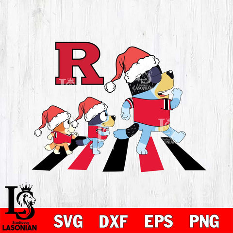 Rutgers Scarlet Knights Family Bluey Walking Christmas Svg Eps Dxf Png File, Digital Download, Instant Download