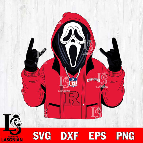 Rutgers Scarlet Knights Ghostface Scream Football Halloween Svg Eps Dxf Png File, NCAA svg, Digital Download, Instant Download