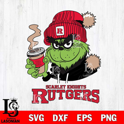 Rutgers Scarlet Knights Grinch Cofffe Hoodie Cut Files Cricut, Svg Dxf Eps Png file, Digital download , Silhouette