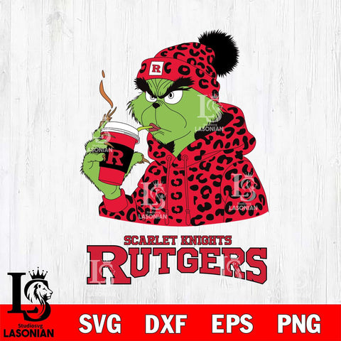 Rutgers Scarlet Knights Grinch Leopard Christmas Cut Files Cricut, Svg Dxf Eps Png file, Digital download , Silhouette