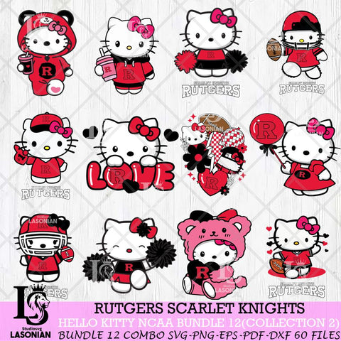 Rutgers Scarlet Knights Hello Kitty Bundle 12 SVG Svg Eps Dxf Png File, Digital Download, Instant Download