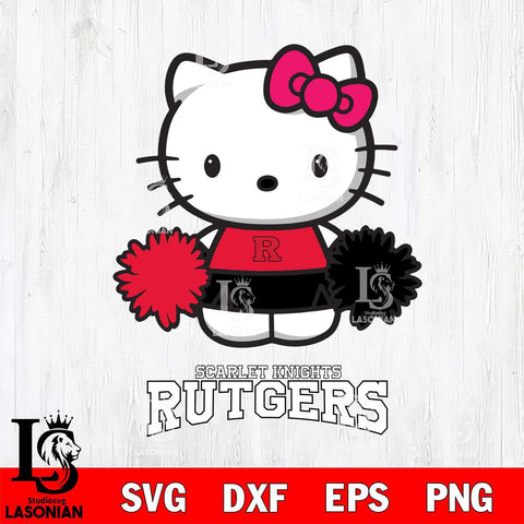 Rutgers Scarlet Knights Hello Kitty Cheerleader 2 Svg Eps Dxf Png File, Digital Download, Instant Download