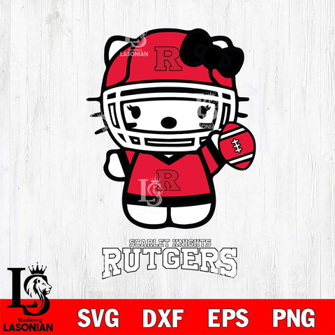 Rutgers Scarlet Knights Hello Kitty NCAA 1 Svg Eps Dxf Png File, Digital Download, Instant Download