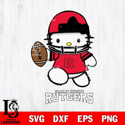 Rutgers Scarlet Knights Hello Kitty NCAA 4 Svg Eps Dxf Png File, Digital Download, Instant Download