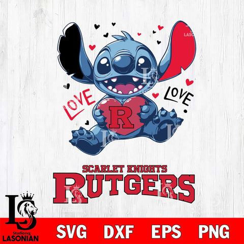 Rutgers Scarlet Knights Love Stitch, Svg Eps Dxf Png File, Digital Download