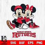 Rutgers Scarlet Knights Mickey Minnie Mouse Football Sit Svg Eps Dxf Png File, NCAA svg , File Cut , Digital Download , Instant Download, Cut Svg Files