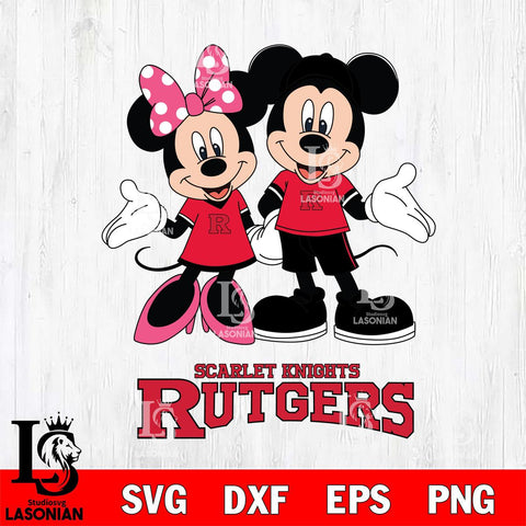 Rutgers Scarlet Knights Mickey Minnie Mouse Sport Svg Eps Dxf Png File, NCAA svg , File Cut , Digital Download , Instant Download, Cut Svg Files