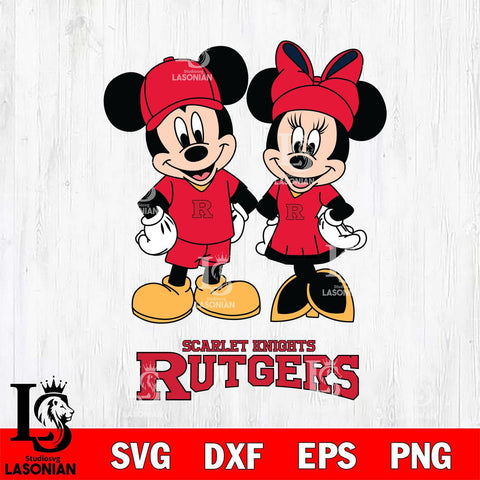 Rutgers Scarlet Knights Mickey Minnie Rugby Svg Eps Dxf Png File, NCAA svg , File Cut , Digital Download , Instant Download, Cut Svg Files