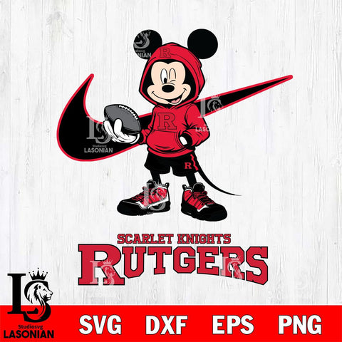 Rutgers Scarlet Knights Mikey Mouse Disney NIKE, Svg Eps Dxf Png File, Digital Download