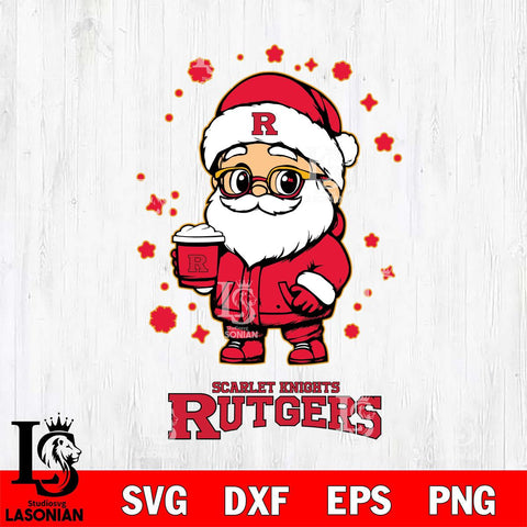 Rutgers Scarlet Knights Santa Claus Coffe Svg dxf eps png pdf file,NCAA svg,Digital Download,Cricut file