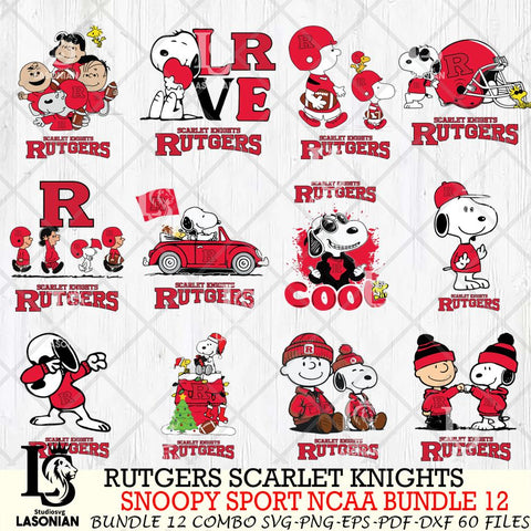 Rutgers Scarlet Knights  Snoopy NCAA Bundle 12 SVG Svg Eps Dxf Png File, Digital Download