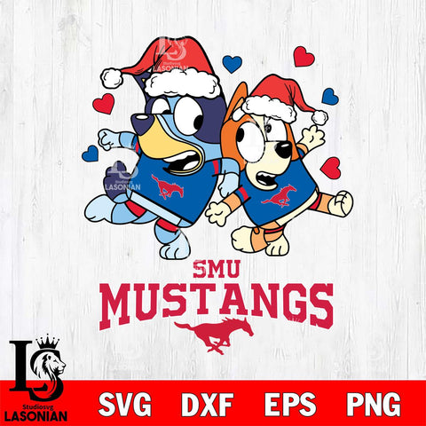 SMU Mustangs Bluey Christmas NFL Svg Eps Dxf Png File, Digital Download