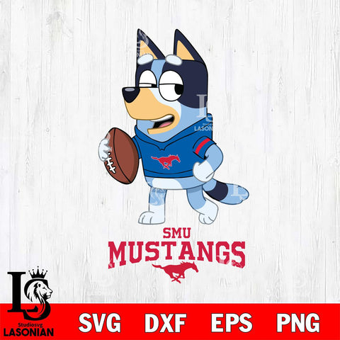 SMU Mustangs Bluey Football Sport Svg Eps Dxf Png File, Digital Download ,Instant Download, Cricut File