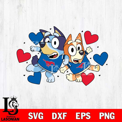 SMU Mustangs Bluey heart Svg Eps Dxf Png File, Digital Download, Instant Download