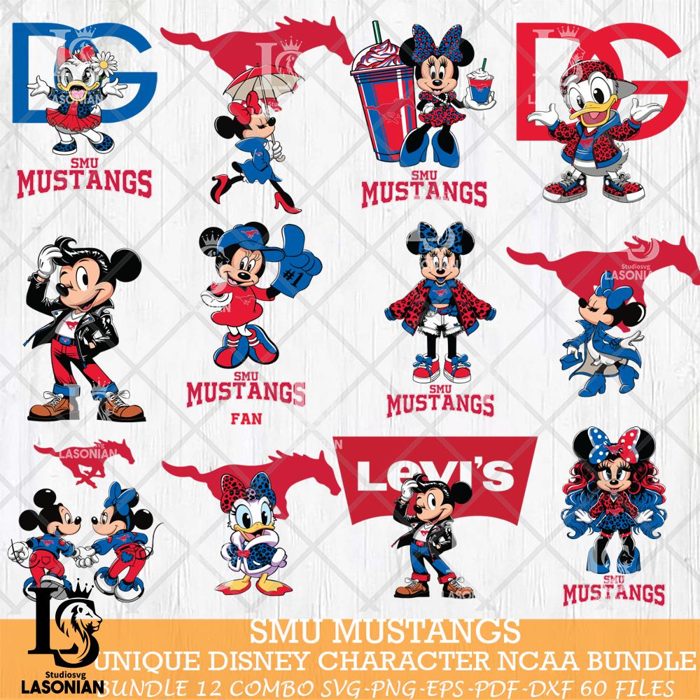 SMU Mustangs Disney character NCAA Bundle 12 – lasoniansvg