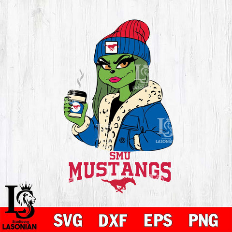 SMU Mustangs Girls Grinch Bougie Svg Eps Dxf Png File, Digital Download, Instant Download