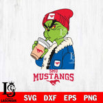 SMU Mustangs Grinch Bougie Football Svg Eps Dxf Png File, Digital Download, Instant Download