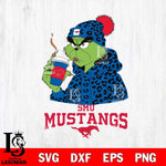 SMU Mustangs Grinch Leopard Christmas Cut Files Cricut, Svg Dxf Eps Png file, Digital download , Silhouette