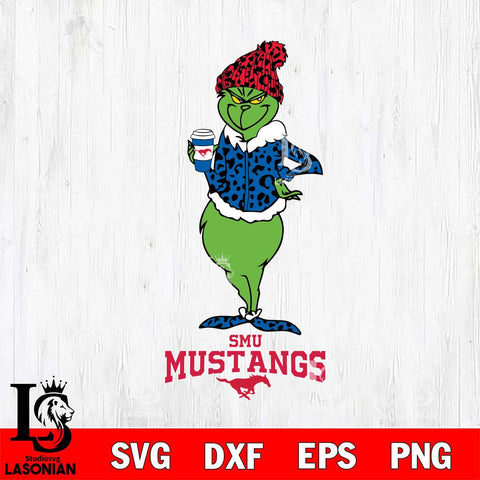 SMU Mustangs Grinch Leopard Coffee Svg Eps Dxf Png File, Digital Download, Instant Download