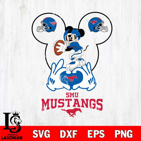 SMU Mustangs Mickey Heart Rugby Svg Eps Dxf Png File, Digital Download ,Instant Download, Cricut File