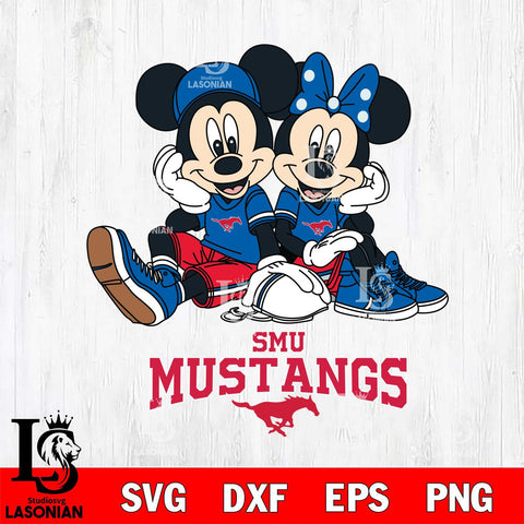 SMU Mustangs Mickey Minnie Mouse Football Sit Svg Eps Dxf Png File, NCAA svg , File Cut , Digital Download , Instant Download, Cut Svg Files