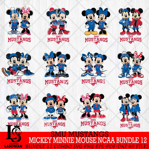 SMU Mustangs Mickey Minnie Mouse NCAA Bundle 12 Svg Eps Dxf Png File, Bundle NCAA svg , File Cut , Digital Download , Instant Download, Cut Svg Files