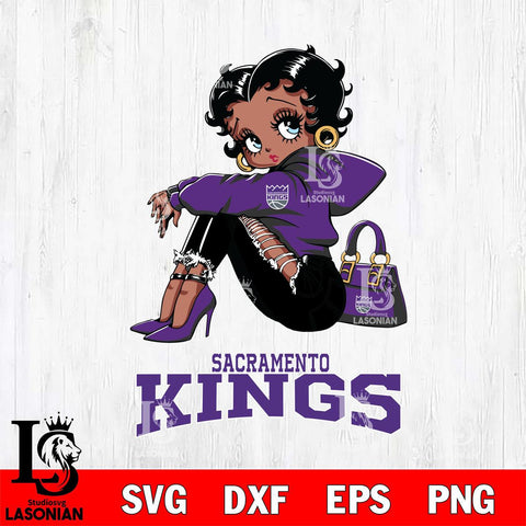 Sacramento Kings Betty Boop Black Fan Girl Svg Eps Dxf Png File, Digital Download, Instant Download