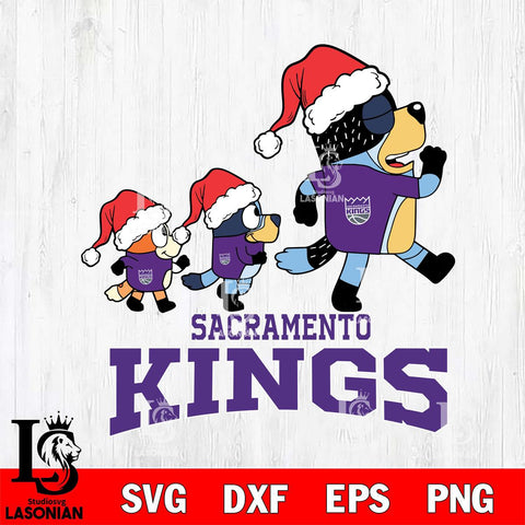 Sacramento Kings Bluey Family Christmas Svg Eps Dxf Png File, Digital Download