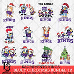 Sacramento Kings Bluey Happy Christmas Bundle 12 Svg Eps Dxf Png File, Digital Download