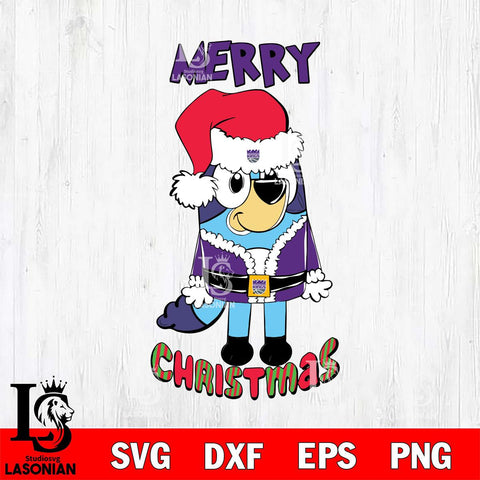 Sacramento Kings Bluey Merry Christmas Bluey Santa Claus Svg Eps Dxf Png File, Digital Download