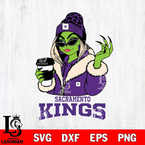 Sacramento Kings Boujee Grinch Girls Christmas Cut Files Cricut, Svg Dxf Eps Png file , Silhouette