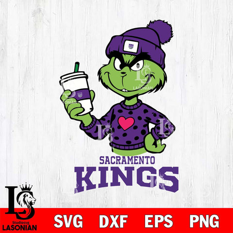 Sacramento Kings Boujee Grinch Heart Christmas Cut Files Cricut, Svg Dxf Eps Png file , Silhouette