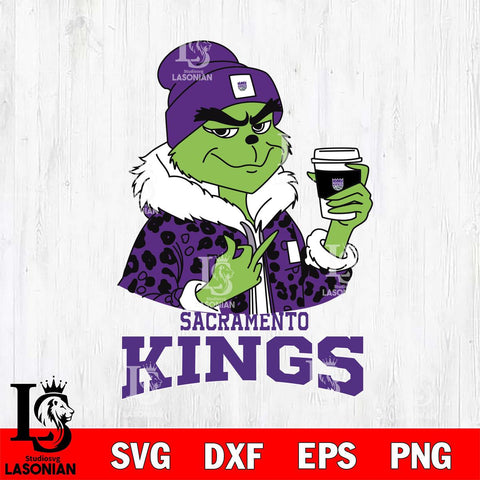 Sacramento Kings Boujee Grinch Leopard Christmas Cut Files Cricut, Svg Dxf Eps Png file , Silhouette