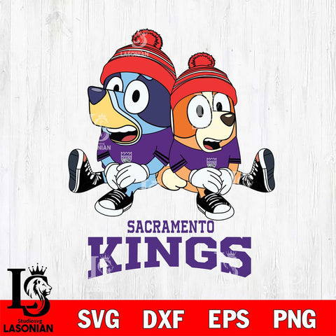 Sacramento Kings Christmas Bluey & Bingo Sit Svg , Christmas Svg , Bluey svg , Digital Download, dxf eps png pdf file