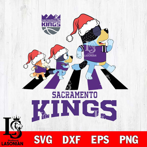 Sacramento Kings Christmas Family Bluey Walking Svg , Christmas Svg , Bluey svg , Digital Download, dxf eps png pdf file