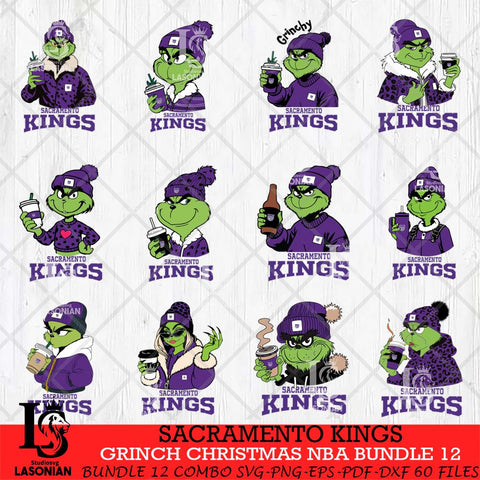 Sacramento Kings Grinch Christmas NBA Bundle 12 Cut Files Cricut, Svg Dxf Eps Png file , Silhouette