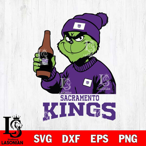 Sacramento Kings Grinch Drinking Beer Christmas Cut Files Cricut, Svg Dxf Eps Png file , Silhouette